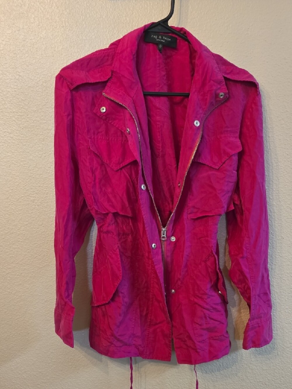 rag & bone Women’s Bright Fuchsia Utility Jacket - Picture 3 of 10